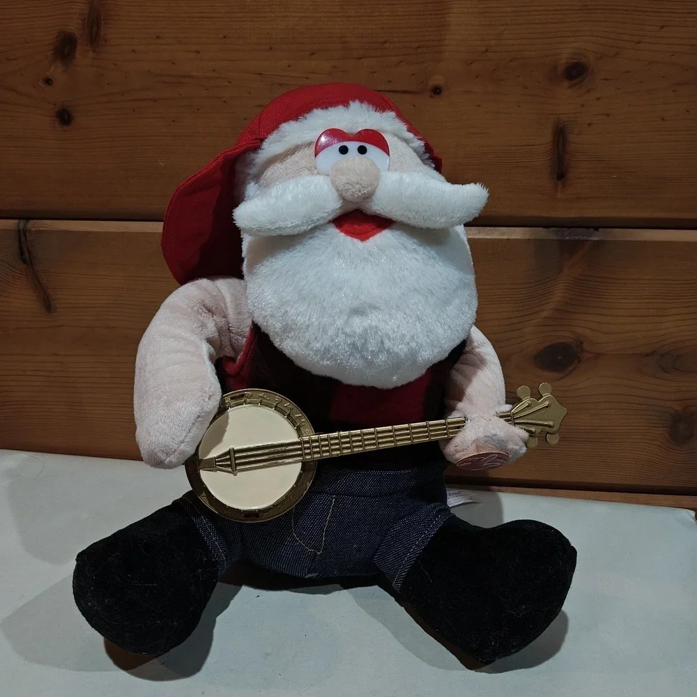 Dan Dee Singing Guitar Playing Stuffed Santa Vintage‎ Christmas Plush Banjo F31